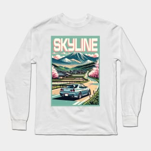 Skyline R34 driving through the Countryside Long Sleeve T-Shirt